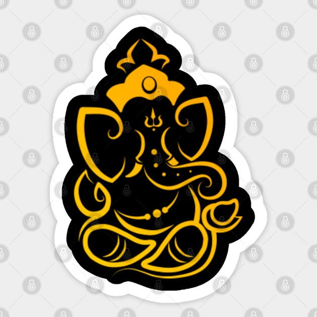 Golden Ganesh Hindu Elephant God Ganesha Deity Sticker TeePublic